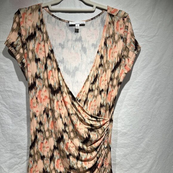 Lucy & Lauren Ruched Cross Front Stretch‎ Knit Evening Dress Orange  Small - Picture 3 of 7